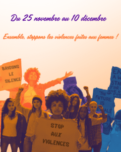 Campagne Orangez le monde organisé par l'association Soroptimist. Campagne d'activisme de 16 jours, du 25 novembre au 10 décembre dont l'objectif est de lutter contre les violences de genre. Ensemble, stoppons les violences faites aux femmes !